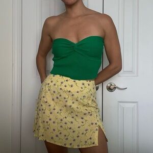Motel Rocks Yellow Floral Skirt with Slit